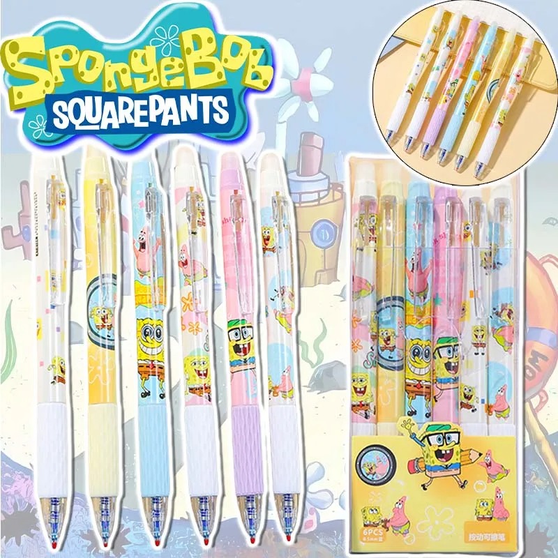 6 قطع/مجموعة أقلام سبونج بوب ك - مراجعة Gel Ink Pen Set وسعره