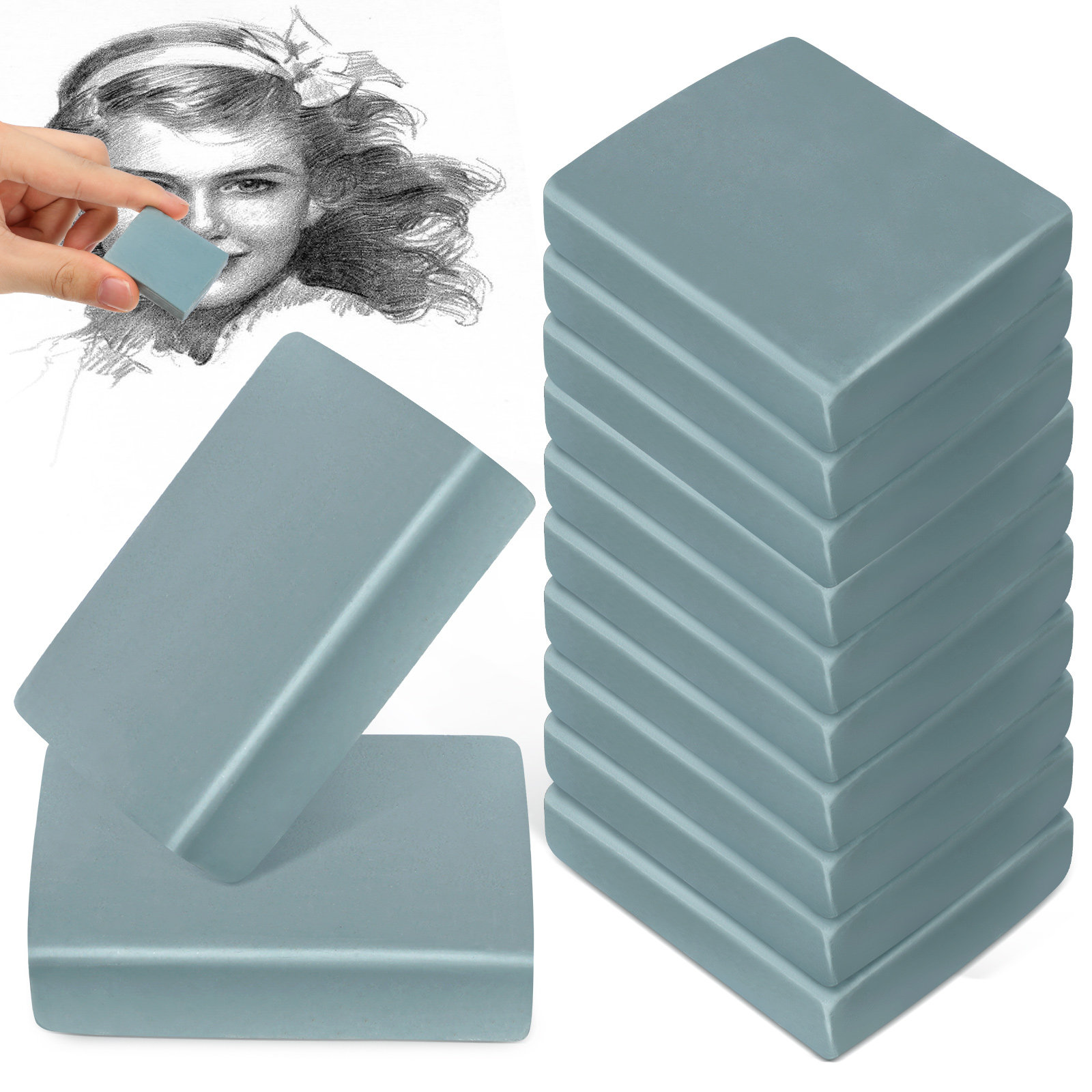 12 قطعة من ممحاة الرسم الفنية، - مراجعة Rubber Eraser Kneaded وسعره